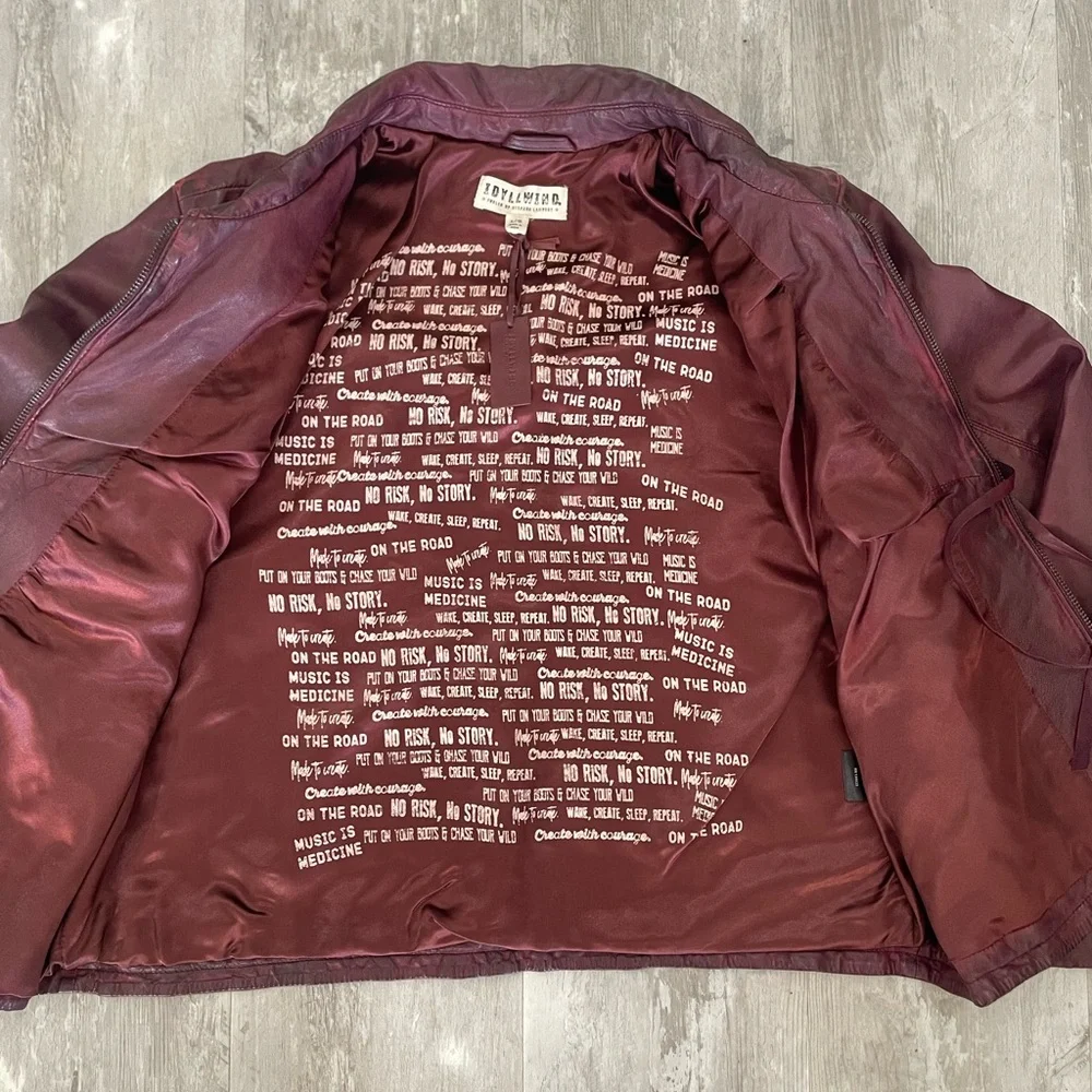 IDYLLWIND - Burgandy Leather Fringe Moto Jacket - Picture 4 of 11